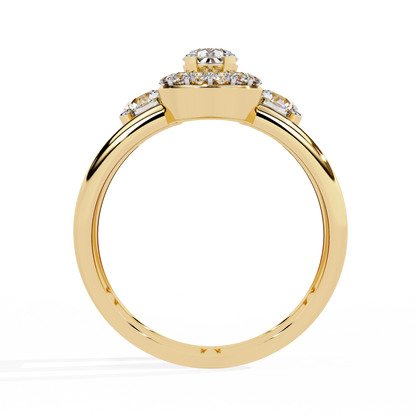 14k Yellow Gold Pear And Round Cut Lab Grown Diamond Classic Dainty Vintage Annivrasry Ring Gift For Her - HIGHCARAT DIAMONDS