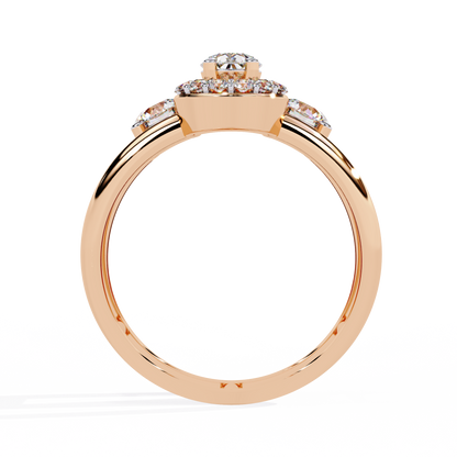 14k Yellow Gold Pear And Round Cut Lab Grown Diamond Classic Dainty Vintage Annivrasry Ring Gift For Her - HIGHCARAT DIAMONDS