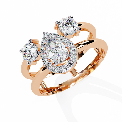 14k Yellow Gold Pear And Round Cut Lab Grown Diamond Classic Dainty Vintage Annivrasry Ring Gift For Her - HIGHCARAT DIAMONDS