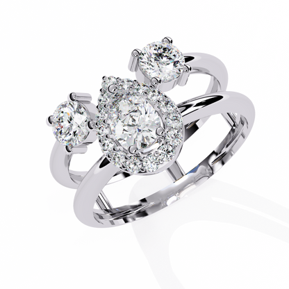 14k Yellow Gold Pear And Round Cut Lab Grown Diamond Classic Dainty Vintage Annivrasry Ring Gift For Her - HIGHCARAT DIAMONDS