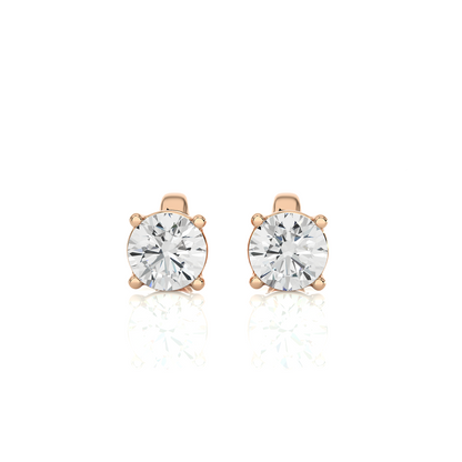 14k Yellow Gold Round Shaped Brilliant Cut Diamond Stud Earrings Iconic Solitaire Design - HIGHCARAT DIAMONDS