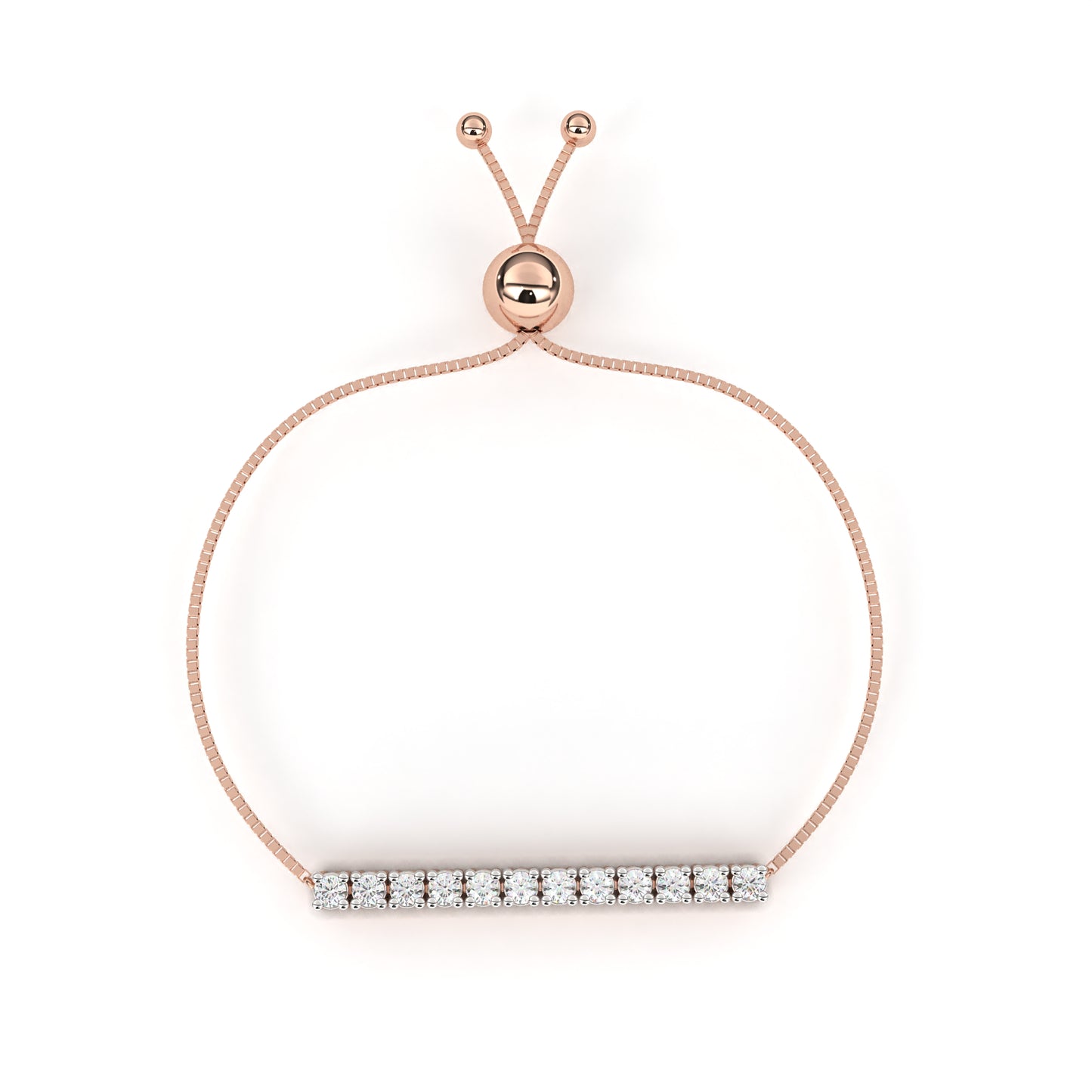 14K Yellow Gold Round Cut Lab Grown Diamond Channel Set Dainty Cluster Party Wear Bracelet - HIGHCARAT DIAMONDS