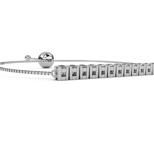 14K Yellow Gold Round Cut Lab Grown Diamond Channel Set Dainty Cluster Party Wear Bracelet - HIGHCARAT DIAMONDS