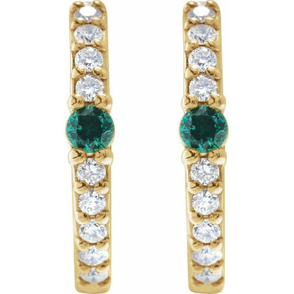 14k-yellow-lab-grown-blue-sapphire-&-1/8-ctw-natural-diamond--hoop-earring