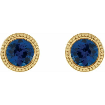 14k-yellow--lab-grown-blue-sapphire-beaded-bezel-set-earrings