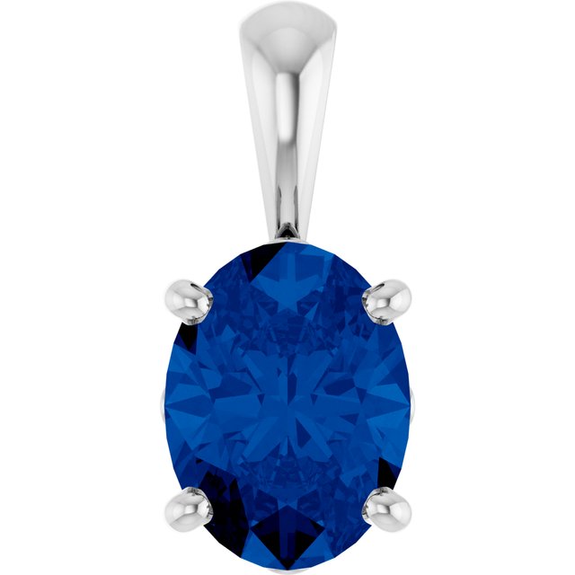 14K Yellow Lab-Grown Blue Sapphire Pendant