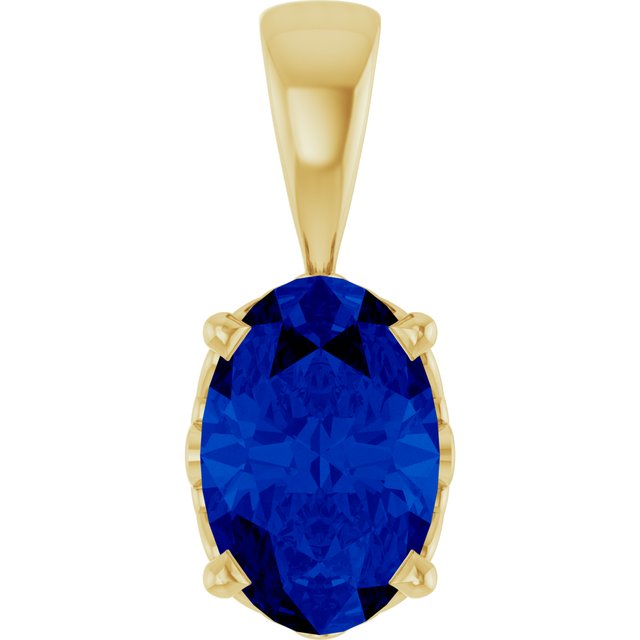 14K Yellow Lab-Grown Blue Sapphire Pendant