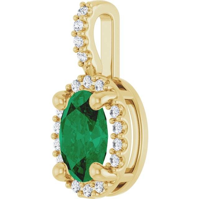 14k-yellow-lab-grown-emerald-&-.07-ctw-natural-diamond-halo-style-pendant