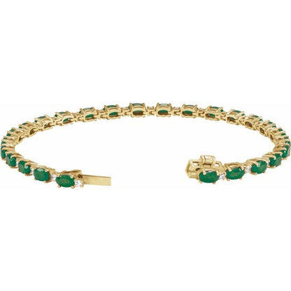 14k-yellow-lab-grown-emerald-&-5/8-ctw-lab-grown-diamond-line-7"-bracelet