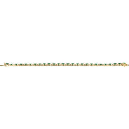 14k-yellow-lab-grown-emerald-&-5/8-ctw-lab-grown-diamond-line-7"-bracelet