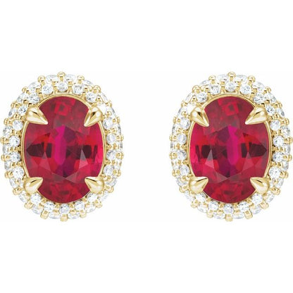 14k-yellow-lab-grown-ruby-&-1/2-ctw-lab-grown-diamond-double-halo-style-earrings
