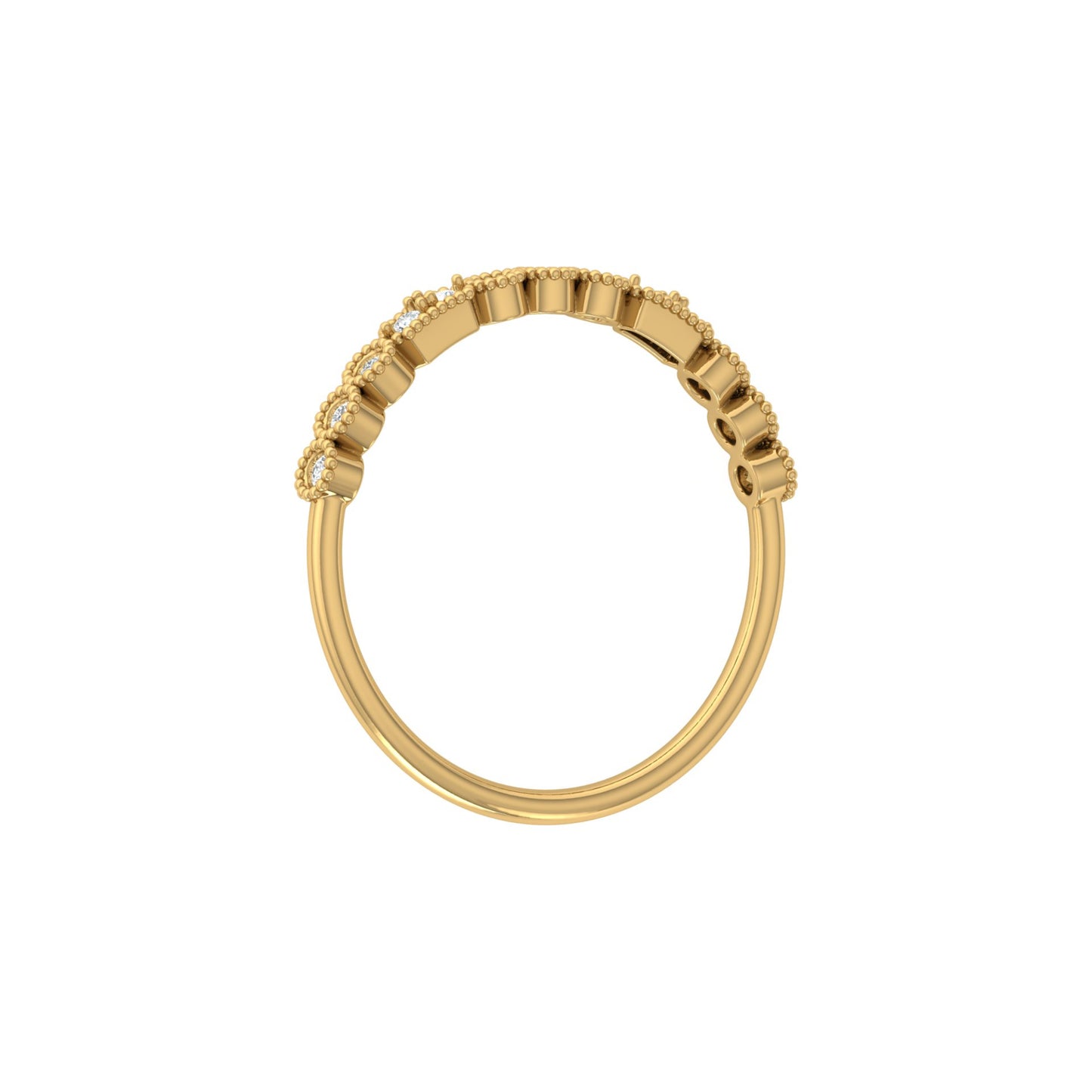 14KT Gold Floral Inspired Diamond Band Elegant Delicate Design with Lab Grown or Natural Diamonds - HIGHCARAT DIAMONDS