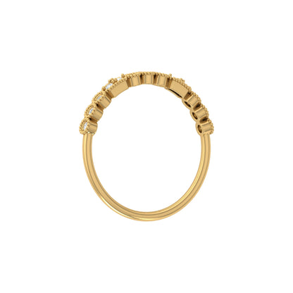 14KT Gold Floral Inspired Diamond Band Elegant Delicate Design with Lab Grown or Natural Diamonds - HIGHCARAT DIAMONDS