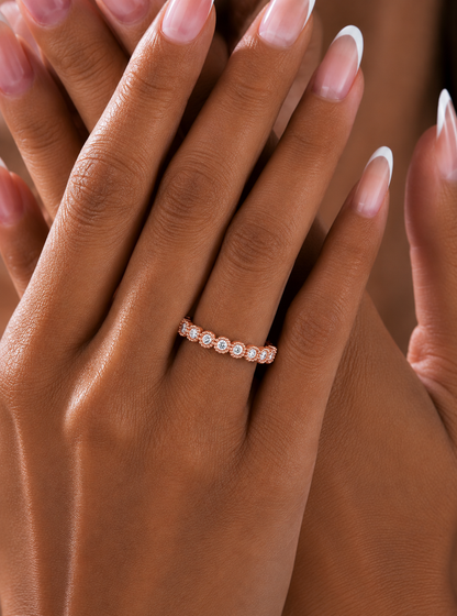 14KT Gold Floral Inspired Diamond Band Elegant Delicate Design with Lab Grown or Natural Diamonds - HIGHCARAT DIAMONDS
