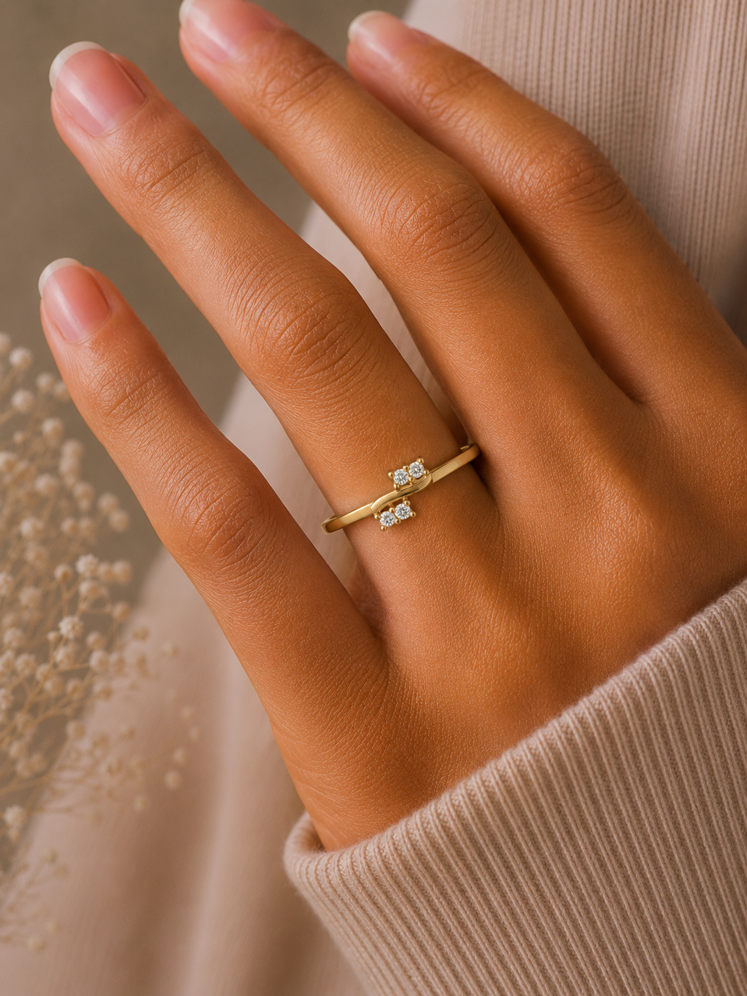14KT Gold Plated  Round Diamond Band Ring For Minimalist Jewelry Lovers - HIGHCARAT DIAMONDS