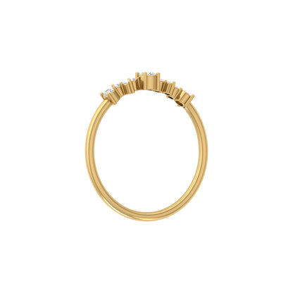 14Kt Solid Gold Diamond Ring for Women's Minimalist Daily Wear Band with Round-Cut Diamonds - HIGHCARAT DIAMONDS