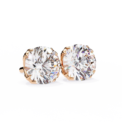 2.57Ct Round Cut Diamond Antique Vintage Delicate Art Deco Minimalist Cluster Stud Earring For Women's