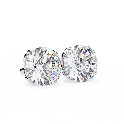 2.57Ct Round Cut Diamond Antique Vintage Delicate Art Deco Minimalist Cluster Stud Earring For Women's