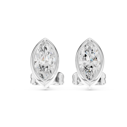 Marquise Cut Lab Grown Diamond Bezel Stud Earrings