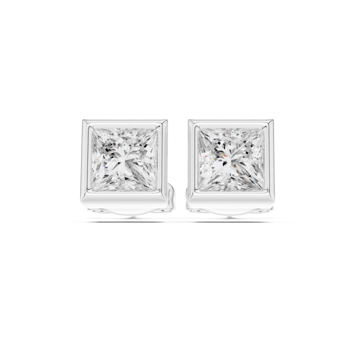 Princess Cut Lab Grown Diamond Vintage Stud Earrings