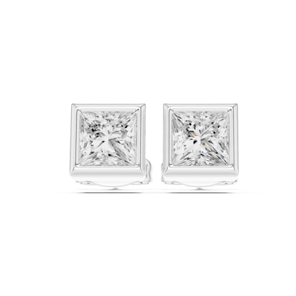 Princess Cut Lab Grown Diamond Vintage Stud Earrings