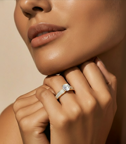 14k Gold Wedding Ring Set, Minimalist 1.02Ct Oval Cut Lab Grown  Solitaire Full Diamond Band, Women's Bridal Ring