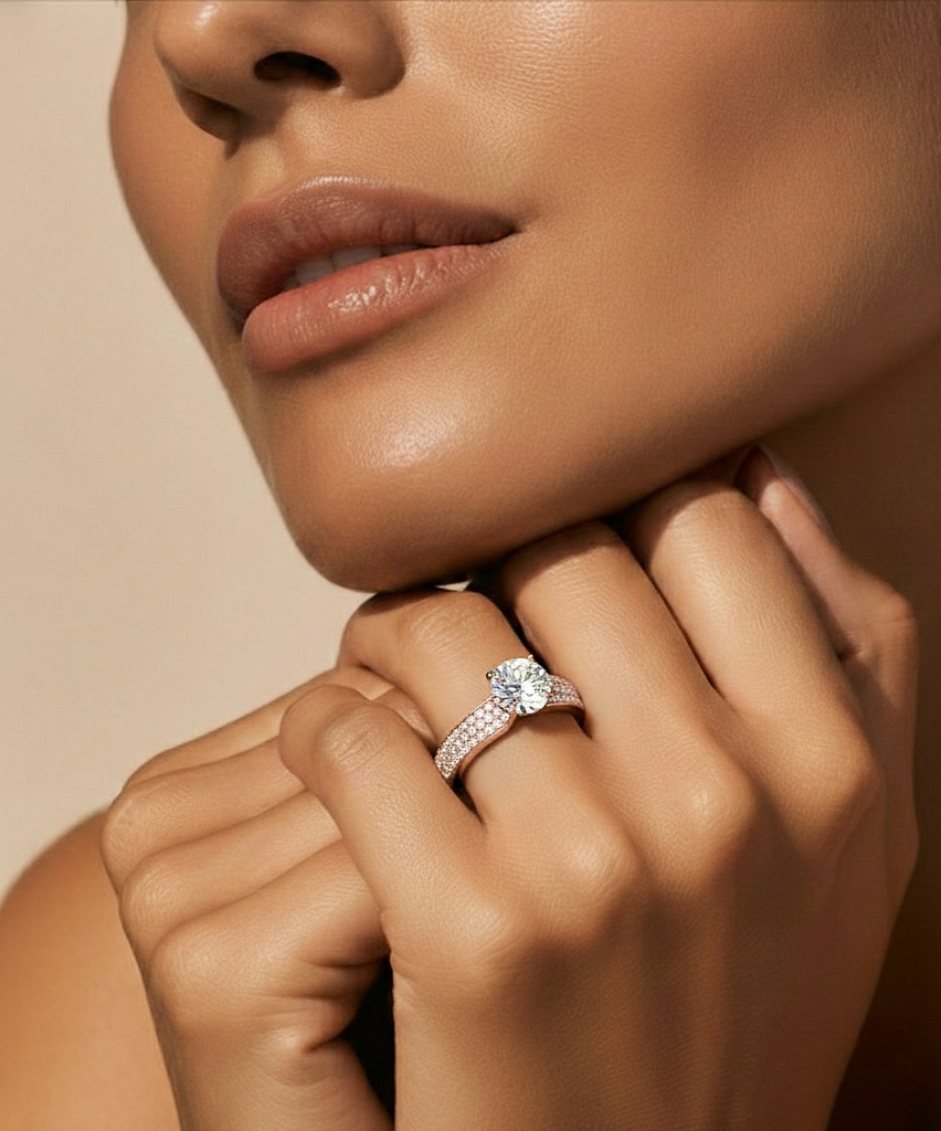 14k Gold Wedding Ring Set, Minimalist 1.02Ct Oval Cut Lab Grown  Solitaire Full Diamond Band, Women's Bridal Ring