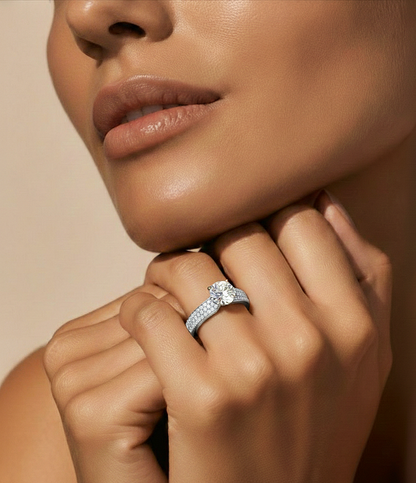 14k Gold Wedding Ring Set, Minimalist 1.02Ct Oval Cut Lab Grown  Solitaire Full Diamond Band, Women's Bridal Ring