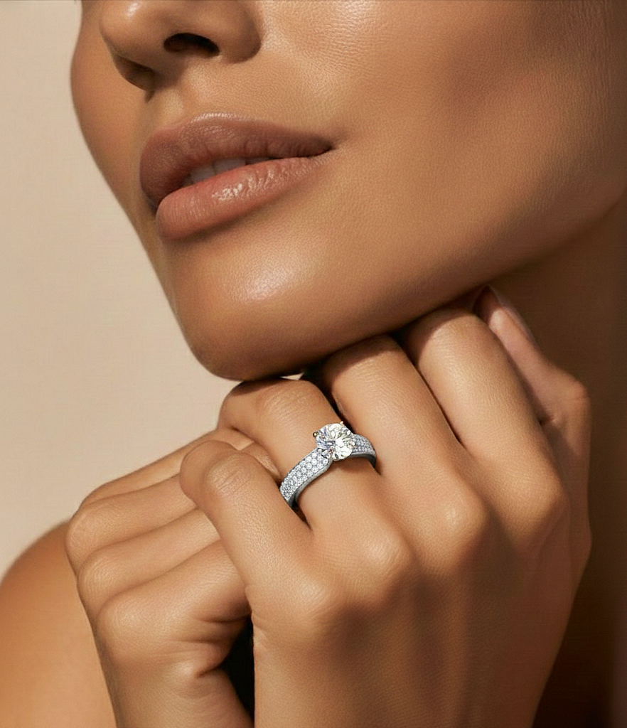 14k Gold Wedding Ring Set, Minimalist 1.02Ct Oval Cut Lab Grown  Solitaire Full Diamond Band, Women's Bridal Ring - HIGHCARAT DIAMONDS #wearthelook