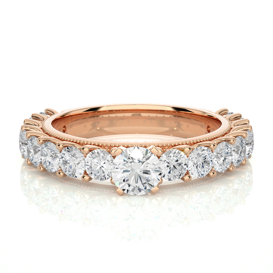 14k Rose Gold Round Cut Lab grown Women Diamond Ring 2.53 CT Round classic look - HIGHCARAT DIAMONDS