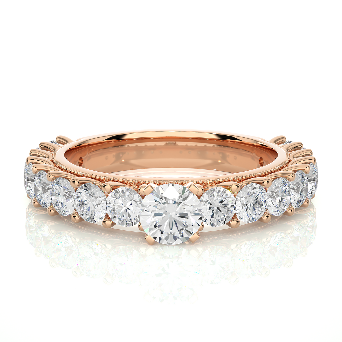 14k Rose Gold Round Cut Lab grown Women Diamond Ring 2.53 CT Round classic look - HIGHCARAT DIAMONDS
