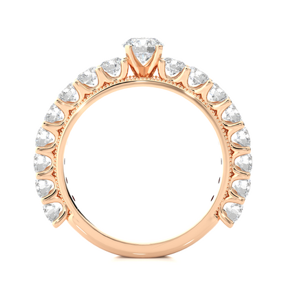 14k Rose Gold Round Cut Lab grown Women Diamond Ring 2.53 CT Round classic look - HIGHCARAT DIAMONDS