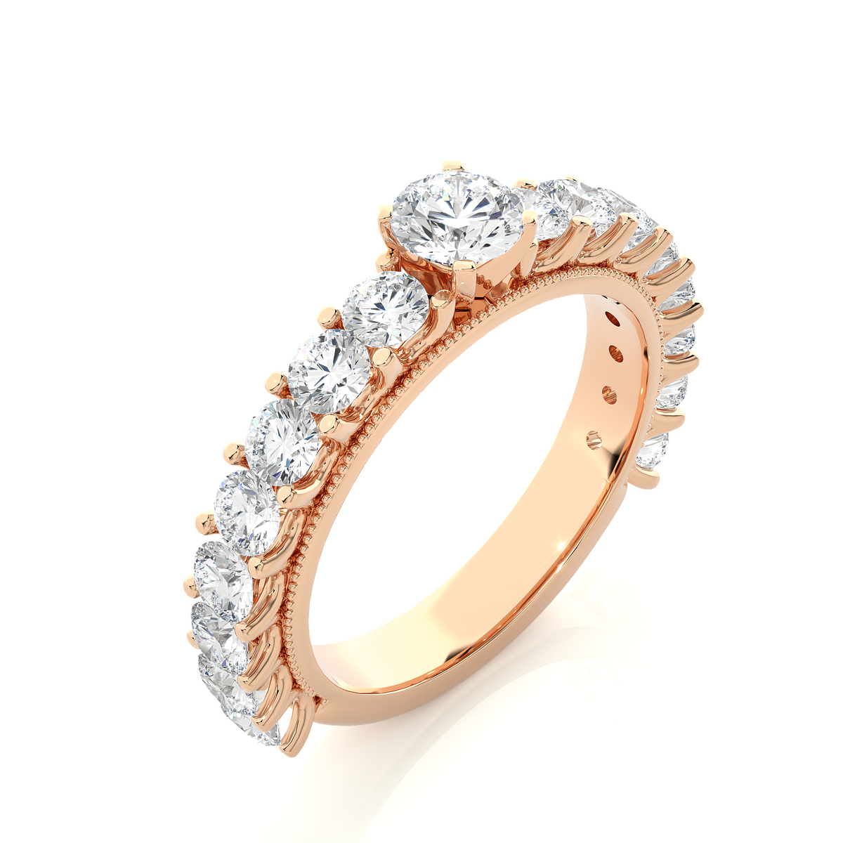 14k Rose Gold Round Cut Lab grown Women Diamond Ring 2.53 CT Round classic look - HIGHCARAT DIAMONDS