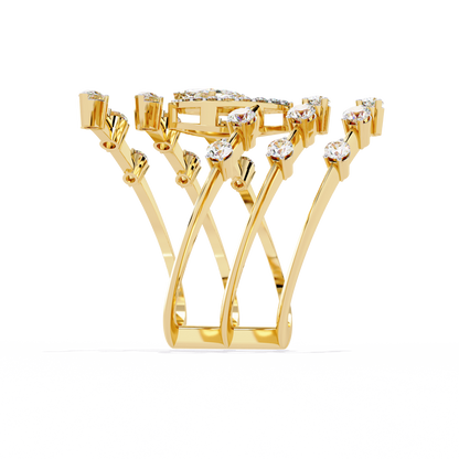 14k Solid Gold 1.18Ct Pear, Marquise and Round Cut Diamond Minimalist Stunning Perfect Engagement Ring - HIGHCARAT DIAMONDS