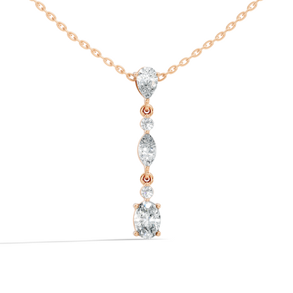 14k Solid Gold Pendant Necklace with Lab-Grown Diamond Statement Piece For Her