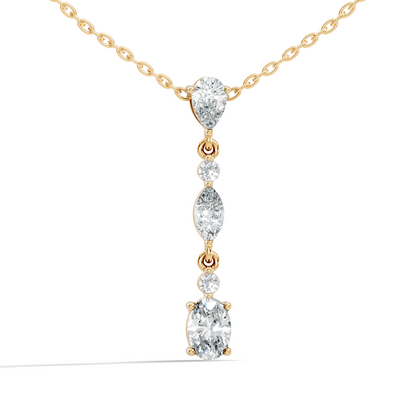 14k Solid Gold Pendant Necklace with Lab-Grown Diamond Statement Piece For Her