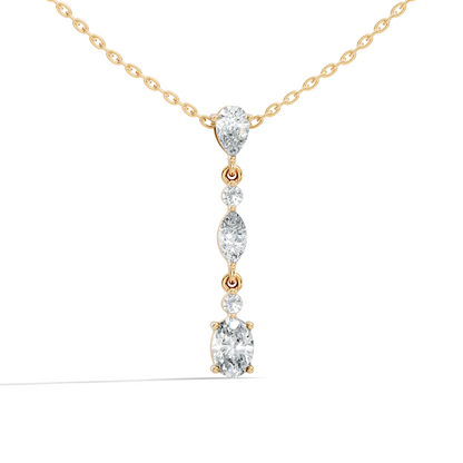 14k Solid Gold Pendant Necklace with Lab-Grown Diamond Statement Piece For Her