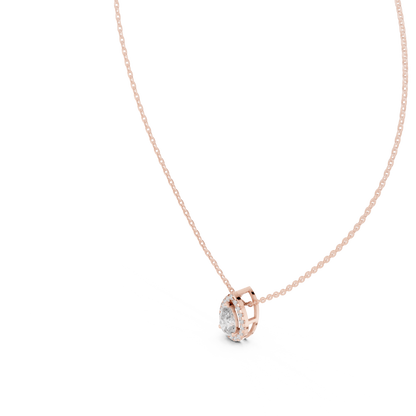 14k Solid Gold Round And Pear Shape lab grown Diamond Pendant For Wedding