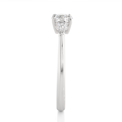 14k Solid Gold Round & Baguette Cut Lab Grown  Diamond Engagement Three stone Gift For Her - HIGHCARAT DIAMONDS