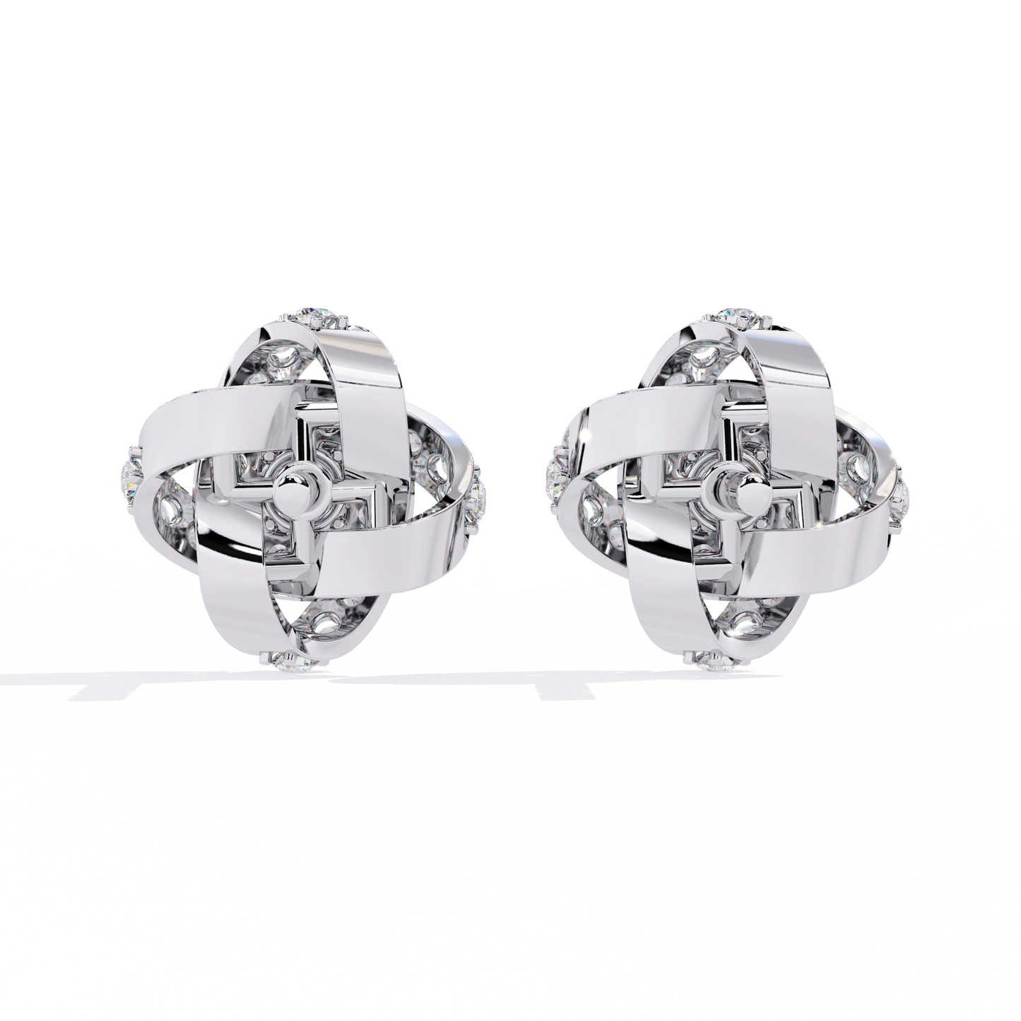 14k Solid Gold Round Cut Lab Grown Diamond Twisted Sparkling Cluster Stud Earrings For Her - HIGHCARAT DIAMONDS