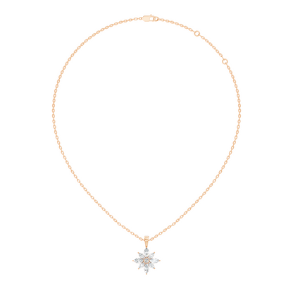 14k Solid Gold Round & Marquise shape Natural-Lab Grown Diamond Elegance Diamond Pendant