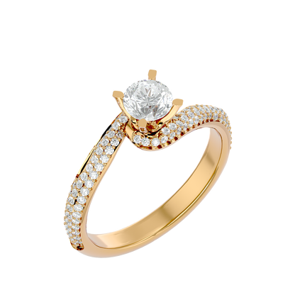 14k Solid Gold Round Shape Lab Grown Diamond Colorless Lab Diamond Ring Perfect Gift For Her