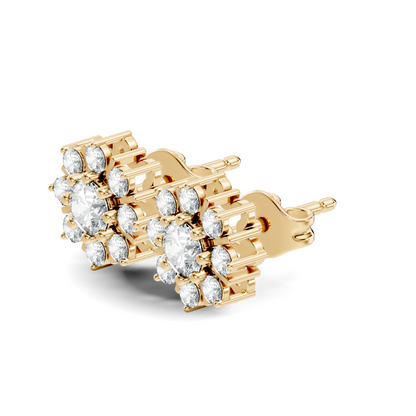 14k Solid Gold Round Shape Sparkling Shinning Elegance Diamond Earrings For Women