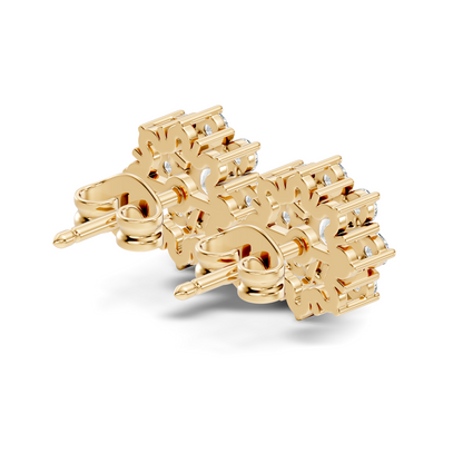 14k Solid Gold Round Shape Sparkling Shinning Elegance Diamond Earrings For Women