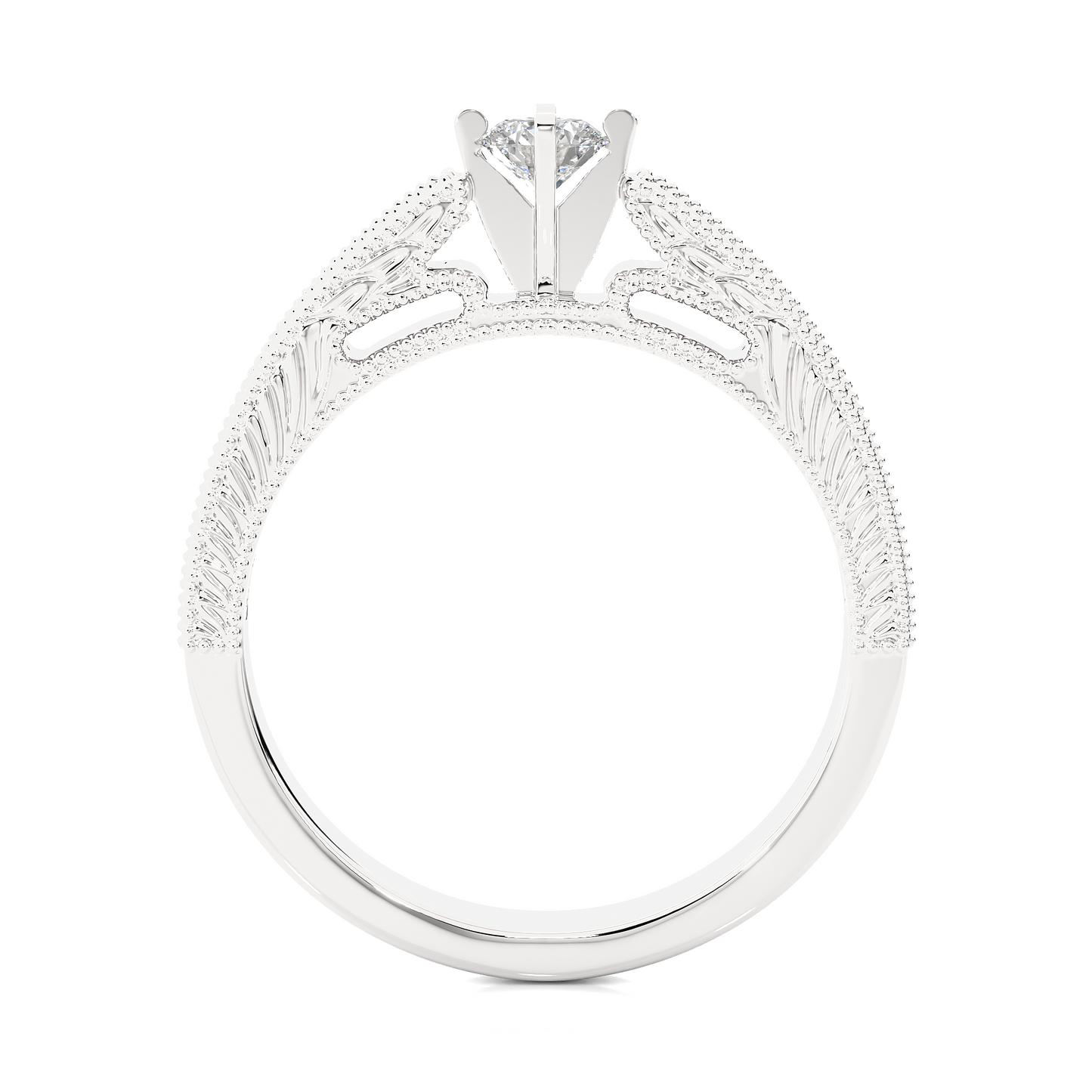 14k Solid Gold round cut Lab Grown Diamond With Pave And Side Stone Gift For wedding - HIGHCARAT DIAMONDS