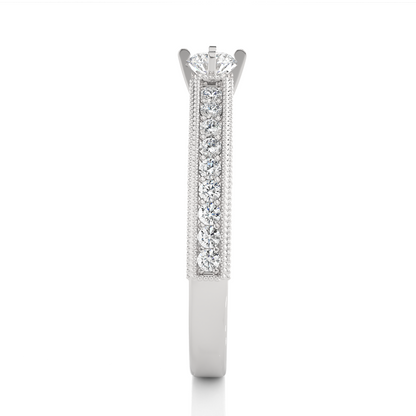 14k Solid Gold round cut Lab Grown Diamond With Pave And Side Stone Gift For wedding - HIGHCARAT DIAMONDS