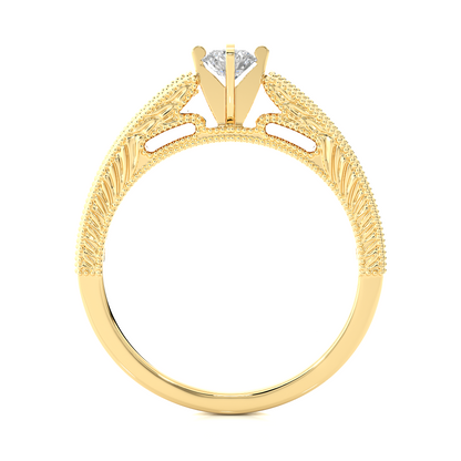 14k Solid Gold round cut Lab Grown Diamond With Pave And Side Stone Gift For wedding - HIGHCARAT DIAMONDS
