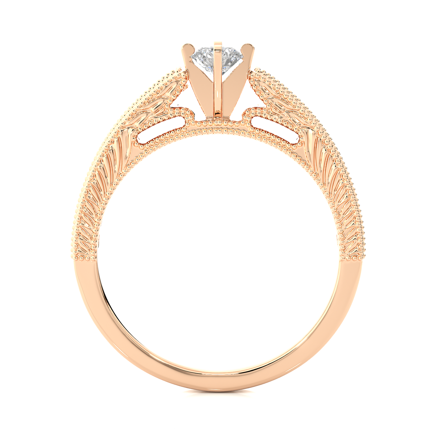 14k Solid Gold round cut Lab Grown Diamond With Pave And Side Stone Gift For wedding - HIGHCARAT DIAMONDS