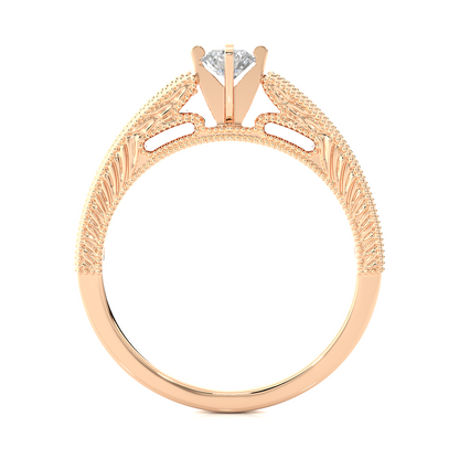 14k Solid Gold round cut Lab Grown Diamond With Pave And Side Stone Gift For wedding - HIGHCARAT DIAMONDS