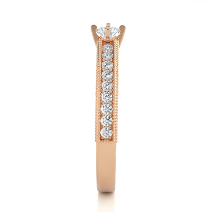 14k Solid Gold round cut Lab Grown Diamond With Pave And Side Stone Gift For wedding - HIGHCARAT DIAMONDS